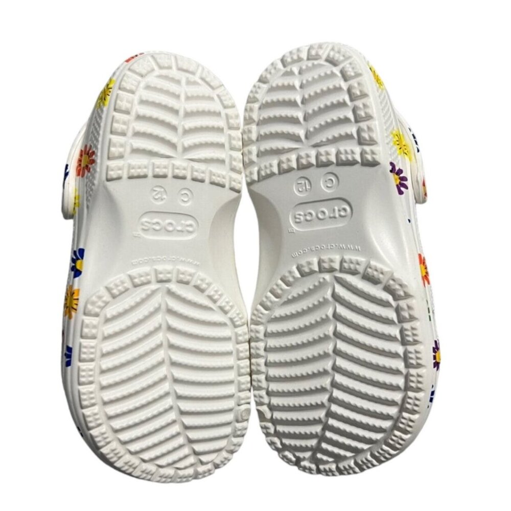 NEW Crocs C12 White Daisy Rainbow Clogs Sandals - Picture 6 of 8